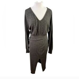 Anthropologie Daily Practice Size M Barre Midi Dress Knit Sweater Dress Gray